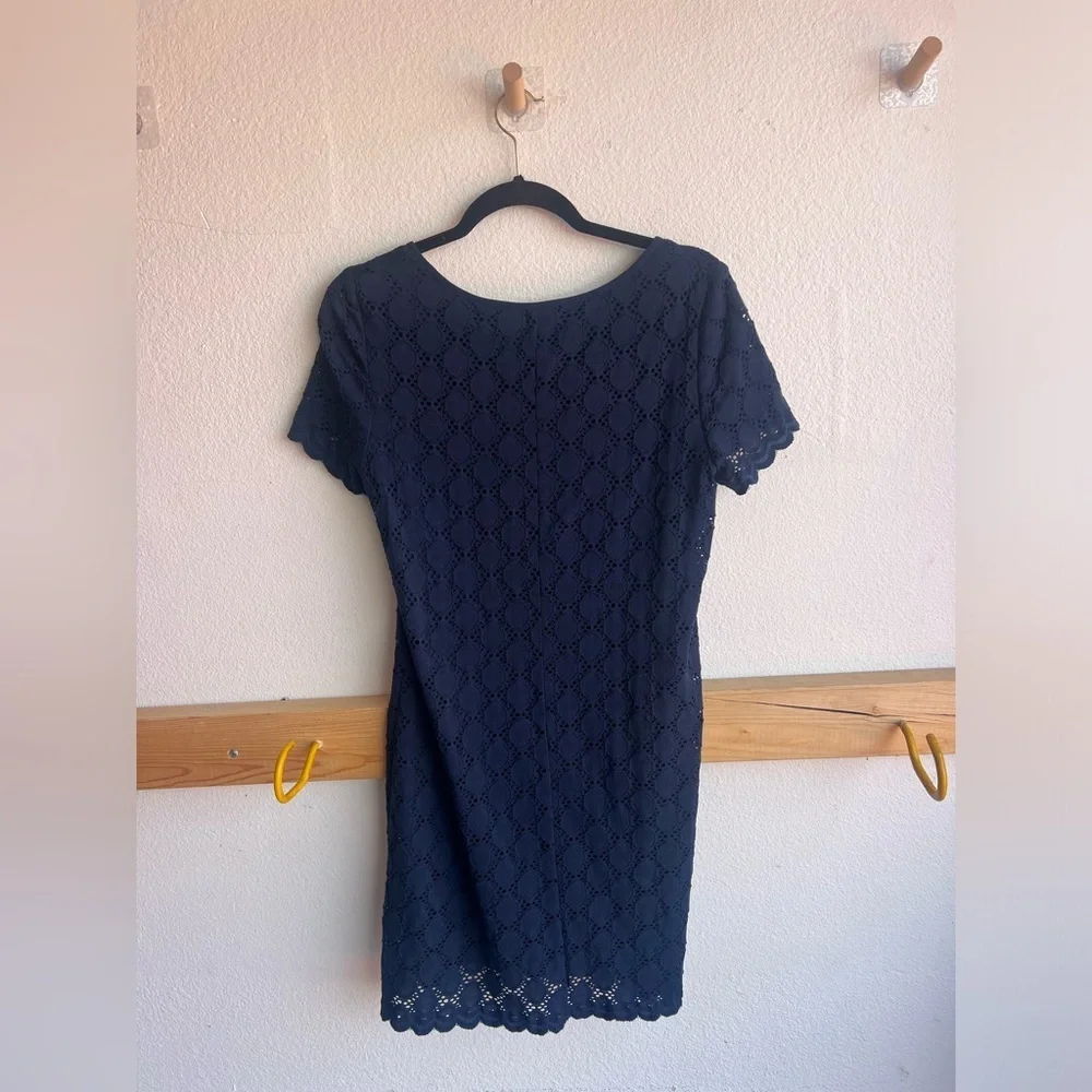 Ronni Nicole Navy Eyelet Dress with Short Sleeves
